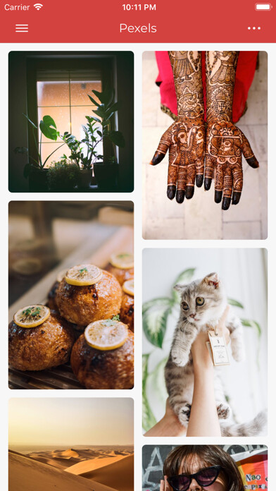 Emulate iPhone app Pictures for Pexels using MyAndroid