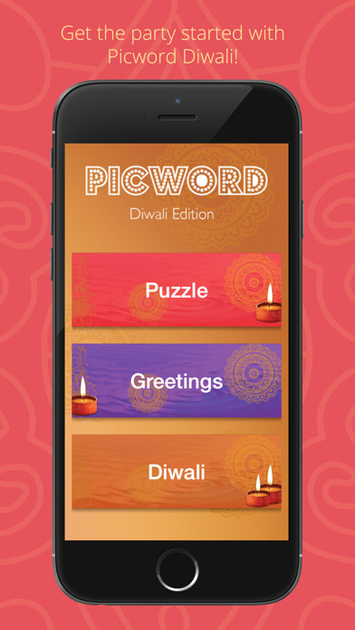 Emulate iPhone app PicWord Diwali using MyAndroid