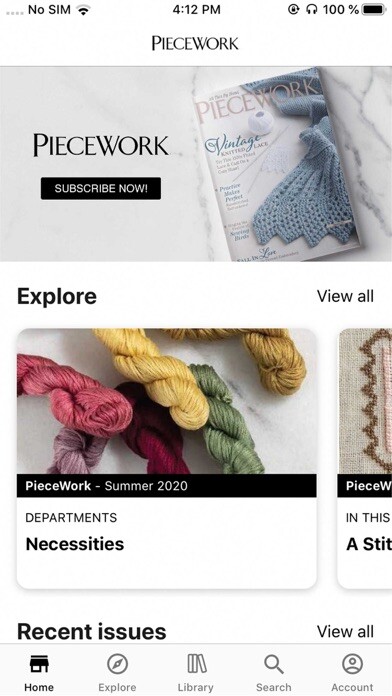 Emulate iPhone app PieceWork Magazine using MyAndroid