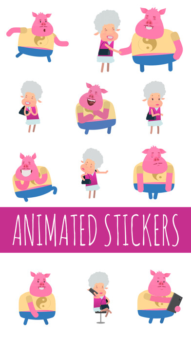 Emulate iPhone app Pig and Sheep Animated Sticker using MyAndroid