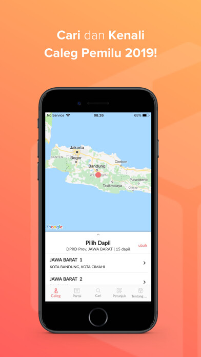 Emulate iPhone app Pileg Pemilu Legislatif using MyAndroid