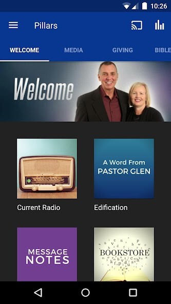 Emulate iPhone app Pillars of Faith Christian using MyAndroid