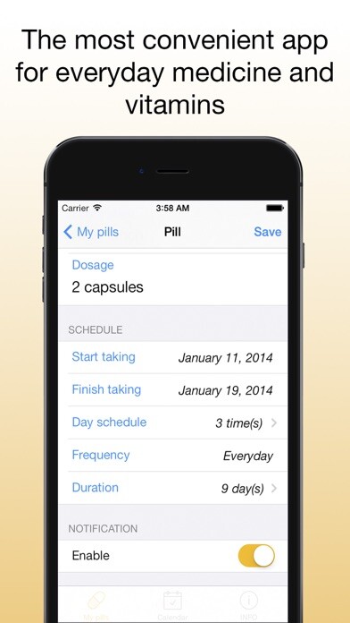 Emulate iPhone app Pills - reminder for daily taking medicine and pills medication reminder using MyAndroid Emulate iPhone app Pills - reminder for daily taking medicine and pills medication reminder using MyAndroid