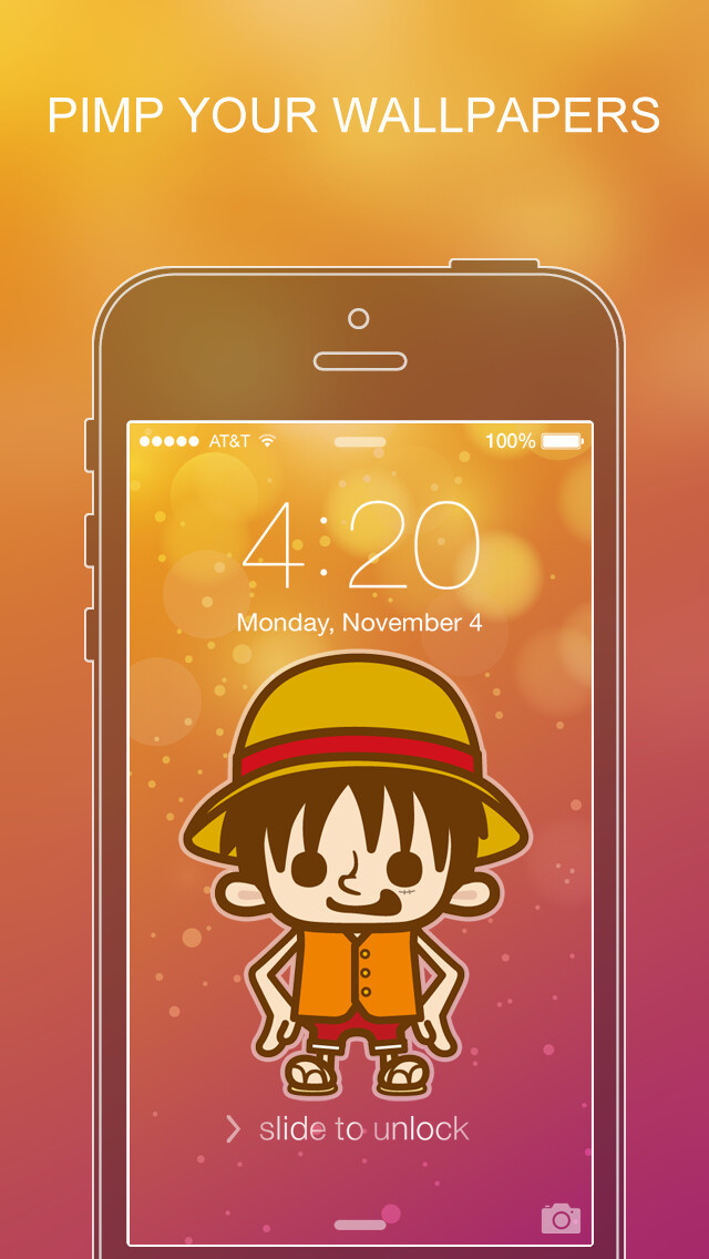 Emulate iPhone app Pimp Your Wallpapers Pro - One Piece Special for iOS 7 using MyAndroid