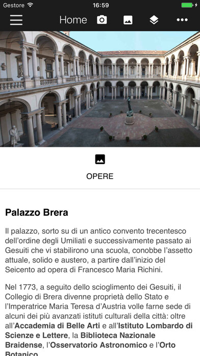 Emulate iPhone app Pinacoteca di Brera using MyAndroid