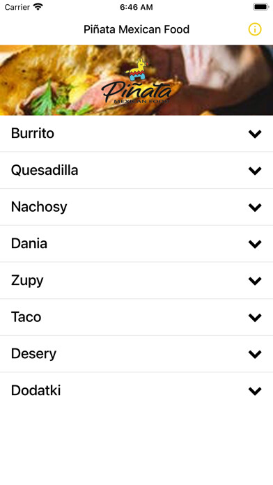 Emulate iPhone app Pinata Mexican Food using MyAndroid