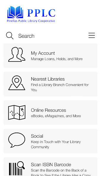 Emulate iPhone app Pinellas Library Cooperative using MyAndroid