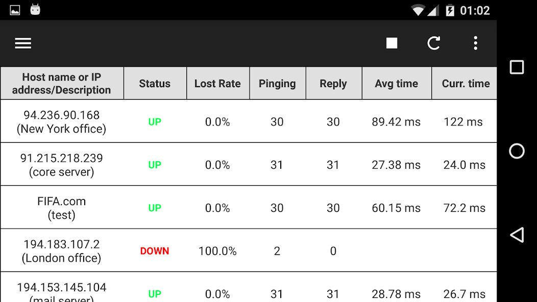Run android online APK Ping(Host) Monitor from MyAndroid or emulate Ping(Host) Monitor using MyAndroid