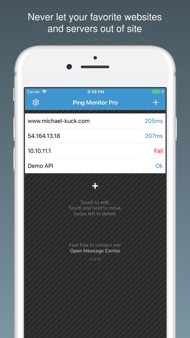 Emulate iPhone app Ping Monitor - Server Status using MyAndroid