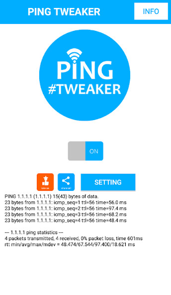 Run android online APK Ping tweaker - tweak ping up to 5000 byte/s from MyAndroid or emulate Ping tweaker - tweak ping up to 5000 byte/s using MyAndroid