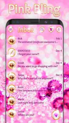 Emulate Android APK Pink bling glitter SMS theme