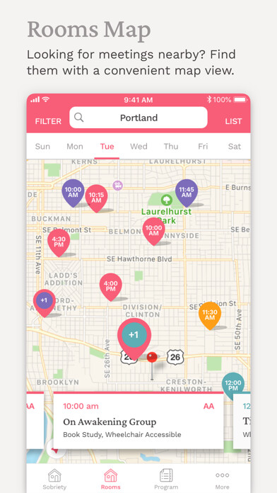 Emulate iPhone app Pink Cloud: AA Meeting Finder using MyAndroid Emulate iPhone app Pink Cloud: AA Meeting Finder using MyAndroid