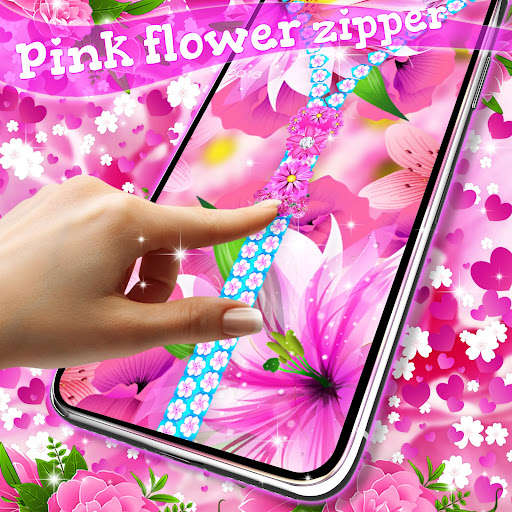 Emulate Android APK Pink flower zipper lock screen Emulate Android APK Pink flower zipper lock screen