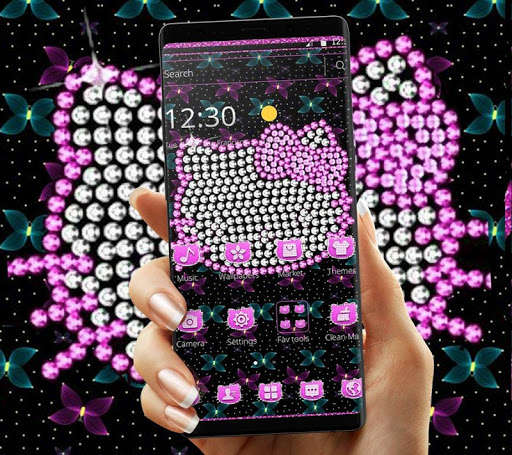 Emulate Android APK Pink Glitter Kitty Bowknot Theme