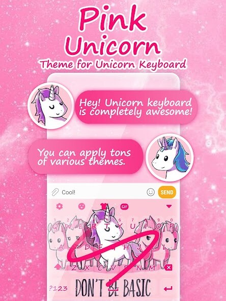 Run android online APK Pink Unicorn Emoji Keyboard Theme from MyAndroid or emulate Pink Unicorn Emoji Keyboard Theme using MyAndroid