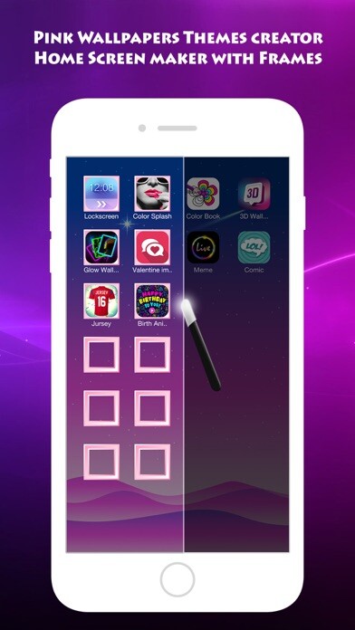 Emulate iPhone app Pink Wallpapers Themes creator using MyAndroid