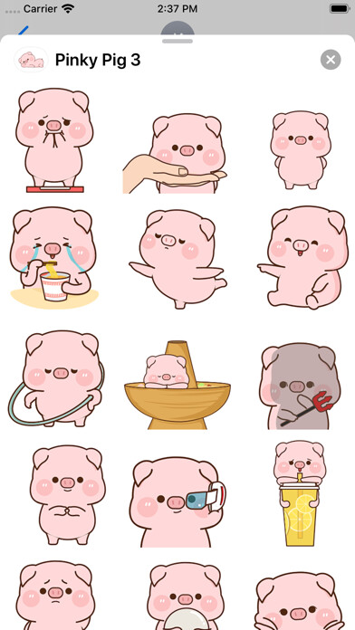 Emulate iPhone app Pinky Pig Animated Stickers using MyAndroid