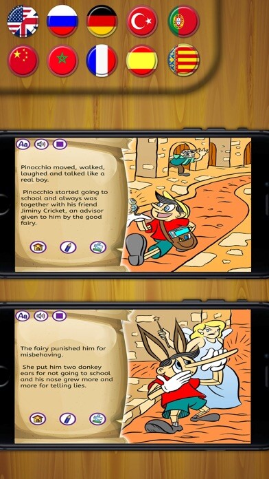 Emulate iPhone app Pinocchio classic tale - Interactive book using MyAndroid