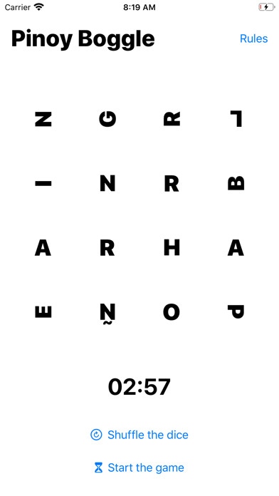 Emulate iPhone app Pinoy Boggle Game using MyAndroid