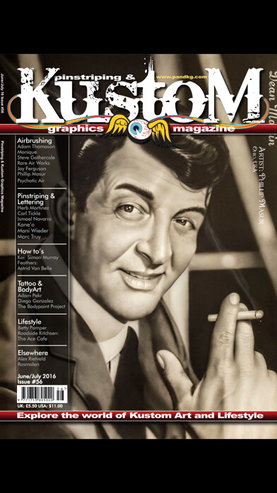 Emulate iPhone app Pinstriping & Kustom Graphics Magazine using MyAndroid
