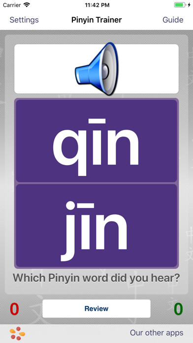 Emulate iPhone app Pinyin Trainer by trainchinese using MyAndroid Emulate iPhone app Pinyin Trainer by trainchinese using MyAndroid