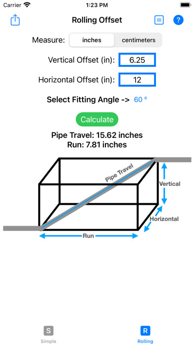 Emulate iPhone app Pipe Offset Assistant using MyAndroid Emulate iPhone app Pipe Offset Assistant using MyAndroid