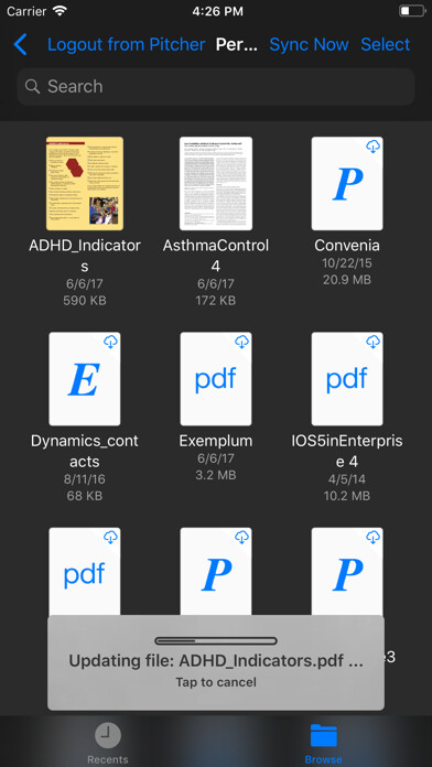 Emulate iPhone app PITCHER Personal Admin using MyAndroid