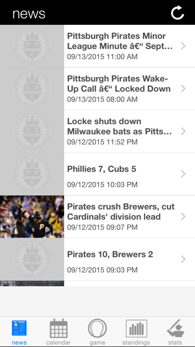 Emulate iPhone app Pittsburgh Baseball News using MyAndroid