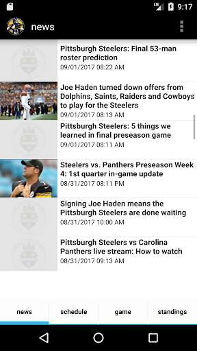 Run android online APK Pittsburgh Football Steelers Edition from MyAndroid or emulate Pittsburgh Football Steelers Edition using MyAndroid