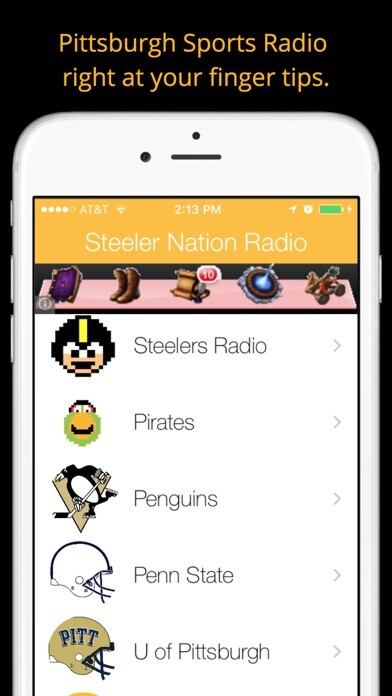 Emulate iPhone app Pittsburgh GameDay Radio for Steelers Pirates Pens using MyAndroid
