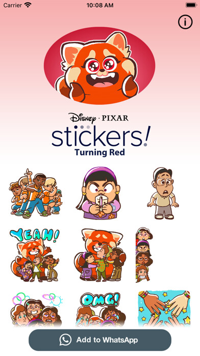 Emulate iPhone app Pixar Stickers: Turning Red using MyAndroid