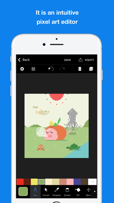 Emulate iPhone app Pixelable - Pixel Art Editor using MyAndroid Emulate iPhone app Pixelable - Pixel Art Editor using MyAndroid