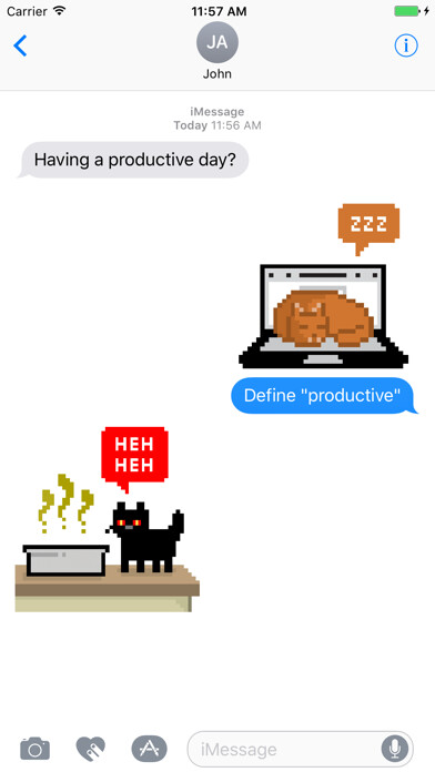 Emulate iPhone app Pixel Kitties Stickers using MyAndroid