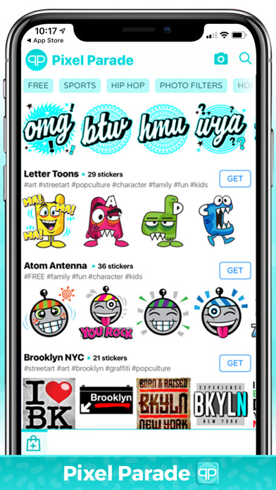 Emulate iPhone app Pixel Parade Stickers & Emojis using MyAndroid