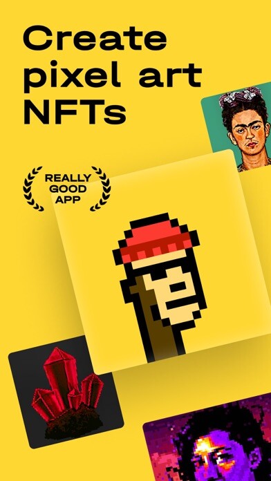 Emulate iPhone app PIX: NFT pixel art from photo using MyAndroid Emulate iPhone app PIX: NFT pixel art from photo using MyAndroid