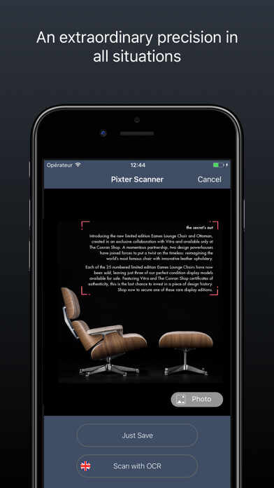 Emulate iPhone app Pixter Scanner OCR Document using MyAndroid