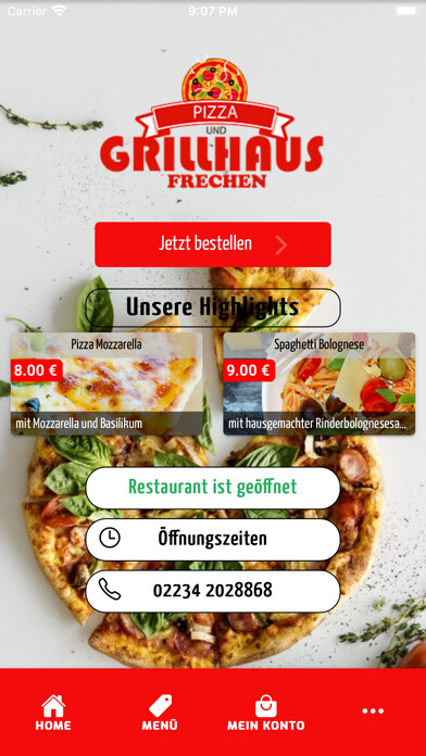 Emulate iPhone app Pizza Grillhaus Frechen using MyAndroid Emulate iPhone app Pizza Grillhaus Frechen using MyAndroid