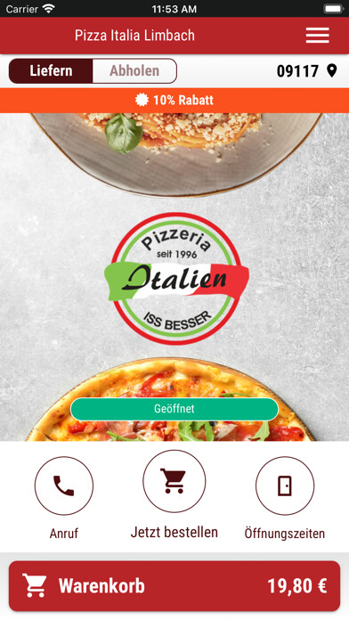 Emulate iPhone app Pizza Italia Limbach using MyAndroid Emulate iPhone app Pizza Italia Limbach using MyAndroid