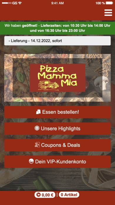 Emulate iPhone app Pizza Mamma Mia Holzgerlingen using MyAndroid Emulate iPhone app Pizza Mamma Mia Holzgerlingen using MyAndroid