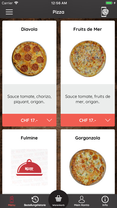 Emulate iPhone app PizzaMaxx using MyAndroid