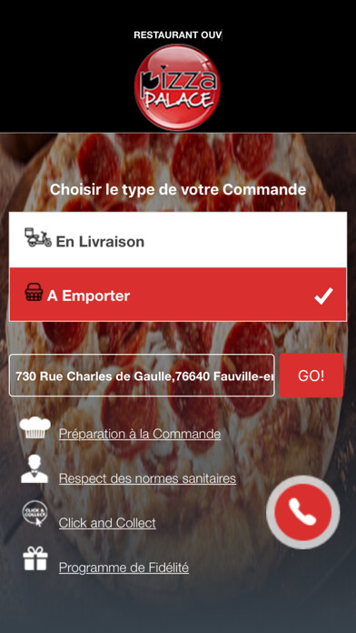 Emulate iPhone app Pizza Palace Fauville-en-caux using MyAndroid