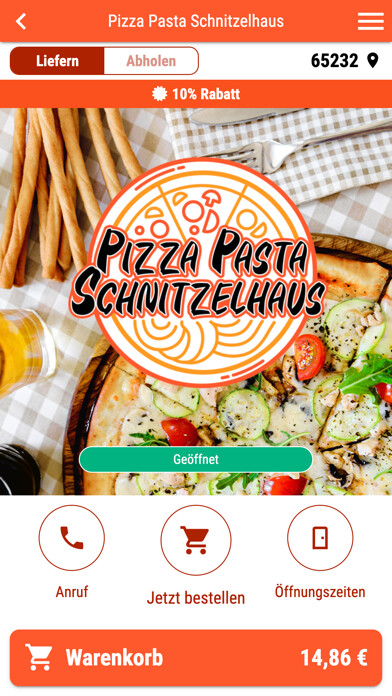 Emulate iPhone app Pizza Pasta Schnitzelhaus using MyAndroid
