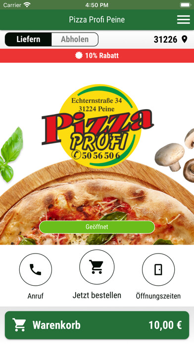 Emulate iPhone app Pizza Profi Peine using MyAndroid Emulate iPhone app Pizza Profi Peine using MyAndroid
