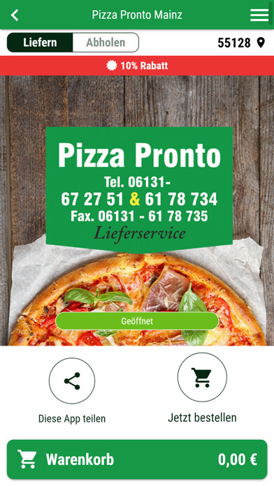 Emulate iPhone app Pizza Pronto Mainz using MyAndroid Emulate iPhone app Pizza Pronto Mainz using MyAndroid