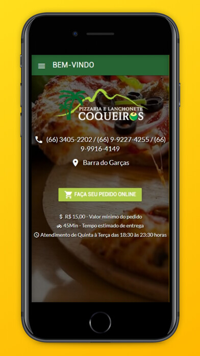 Emulate iPhone app Pizzaria Coqueiros using MyAndroid Emulate iPhone app Pizzaria Coqueiros using MyAndroid