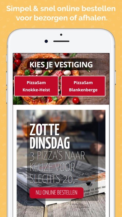 Emulate iPhone app Pizzasam.be using MyAndroid