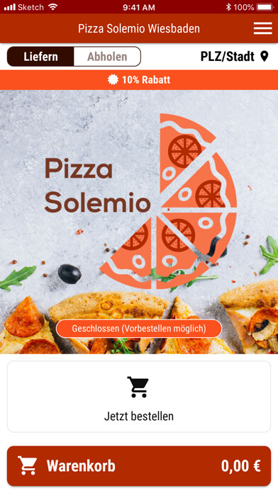 Emulate iPhone app Pizza Solemio Wiesbaden using MyAndroid Emulate iPhone app Pizza Solemio Wiesbaden using MyAndroid