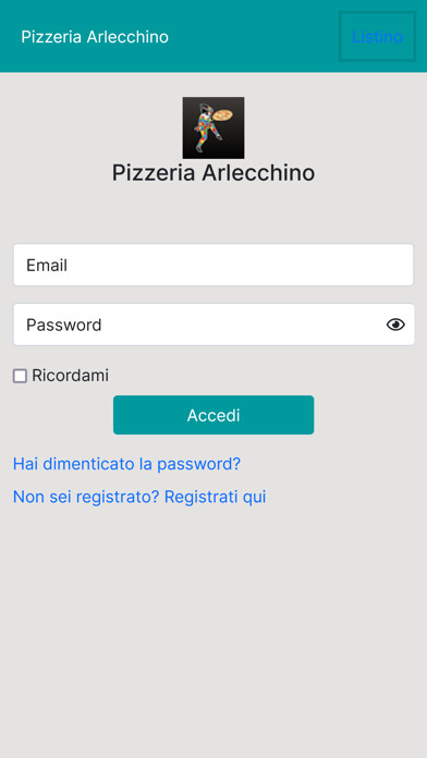 Emulate iPhone app Pizzeria Arlecchino using MyAndroid