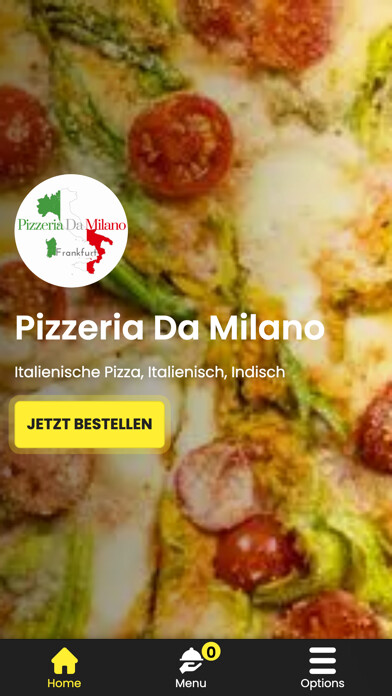 Emulate iPhone app Pizzeria Da Milano Frankfurt using MyAndroid
