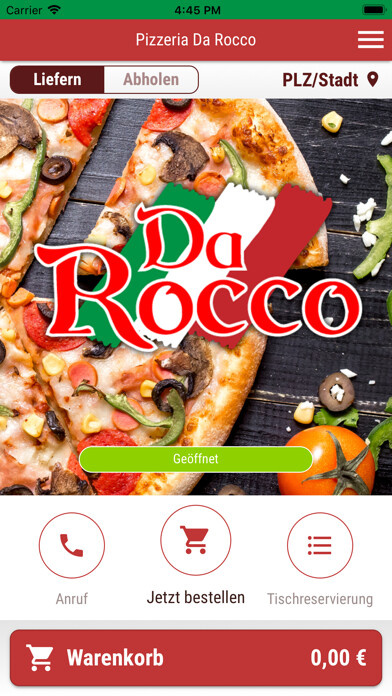 Emulate iPhone app Pizzeria Da Rocco Dortmund using MyAndroid